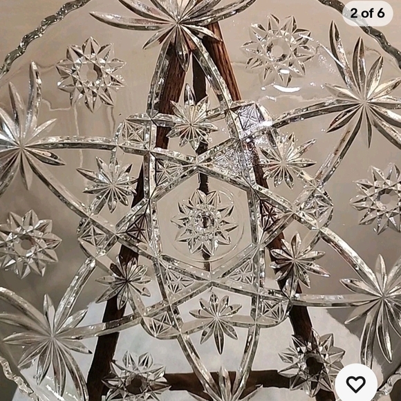 Early American Prescut Star of DAVID 13 1/2 Platter 1970's Anchor Hocking Glass - Picture 2 of 6